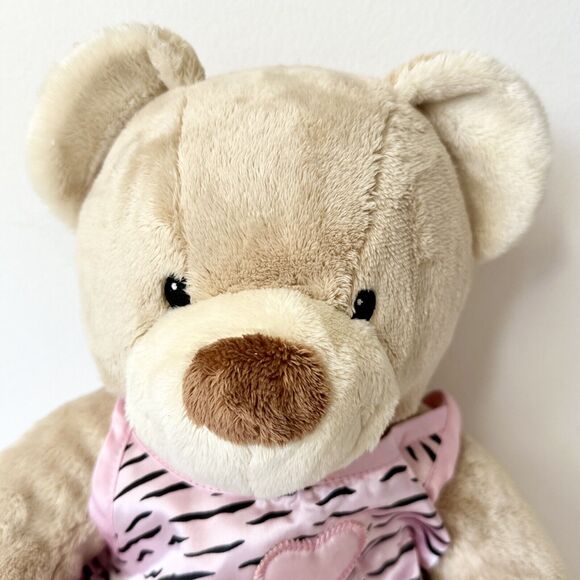 Build A Bear Velvet Hugs Plush Beige Tan Brown Stuffed Animal Retired Pink Heart - Picture 2 of 8